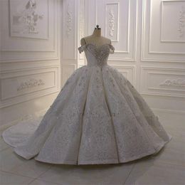 الكرة صور حقيقية الزفاف فستان أبيض قبالة الكتف الكتف بالخرز السعودي العربي دبي ثوب الزفاف بالإضافة إلى الحجم