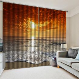 sunset seascape curtains Window Blackout Luxury 3D Curtains set For Bed room Living room