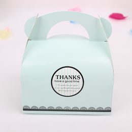 Portable Handle Bakery Cake Boxes Mousse Cookies Pastry Packaging Boxes Pinkk Blue Free Shipping Wholesale
