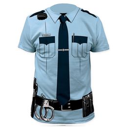Les hommes de la police pilote 3d T-shirt Docteur Gentleman adulte drôle Parti Pirate Cop Punpkin Sailor Père Noël Carnaval Vêtements Cosplay