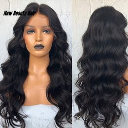 High Quality Black Long Loose Wave Synthetic Lace Front Wigs with Baby Hair 180% Full Density Heat Resistant Wigs For Women 26 Inches