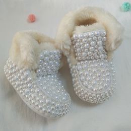 Newborn Baby Rhinestones bling snow boots Infant Cotton Shining Pearl Decoration baby girls Boots Shoes Autumn Winter