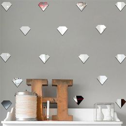 50 Stück nordische Diamant-Spiegel-Wandaufkleber für Kinderzimmer, Acryl, gespiegelt, dekorative Aufkleber, Kinderzimmer-Spiegel-Wandaufkleber
