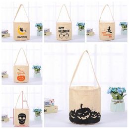 Sack Bags Devil Handbags Halloween Bucket Monogrammed Canvas Bag Candy Treat Bag Pumpkin Pail Basket Gifts Holiday 3D Prop Gift Pouch A6107