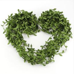 5pcs/pack 1m simulation green vine artificial plants leaves wreath decorative ratten wedding wall decoration artificial flower wreath