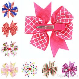 28 Colours Fashion Baby Ribbon Bow Hairpin Clips Girls Large Bowknot Barrette Kids Hair Boutique Bows Children Hair Accessories GB052