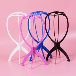 Wig Stand Wig Head Holder Plastic Wig Teaching Bracket Portable Folding Plastic Adjustable Hair Styling Tools F2564