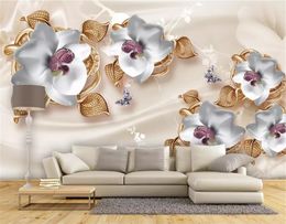 3d Wallpaper Luxury 3D Jewelry Flower Wallpaper 3d on the wall Indoor TV Background Wall Decoration Mural Wallpaper