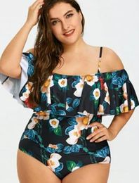 top bathing plus big lotus shoulder swimwear womens large fat woman solid one shoulder one piece swim wear bikini sets triangle sexy