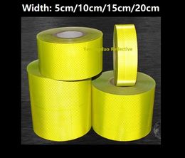 5 10 15 20cm Super Strong Reflective Roadway Safety Traffic Signal Cardecoratiive Sticker Fluorescent Yellow PET Selfadhesive Tape