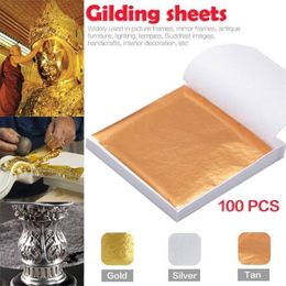 100pcs Art Craft Paper Imitation Gold Silver Copper Leaf Foil Paper Gilding Art Accessories DIY Craft Decoration