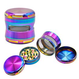 New Type of Four-Layer Metal Window Smoke Grinder 63mm Zinc Alloy Brilliant