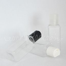 50ML Transparent Square Plastic Bottle disc Top Cap , 50CC Shampoo / Lotion Packaging Bottle , Empty Cosmetic Container