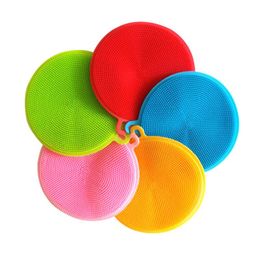 8 Colours Magic Silicone Dish Bowl Cleaning Brushes Scouring Pad Pot Pan Wash Brushes Cleaner Kitchen LX6679