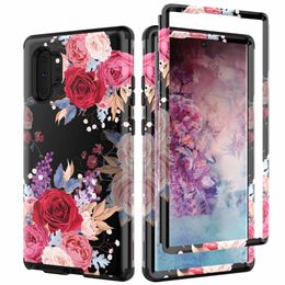 flower marble design Shockproof Tough Hybrid Armor Drop Protection Case Cover For SAMSUNG Galaxy note 10/Note 10 plus(note 10+)