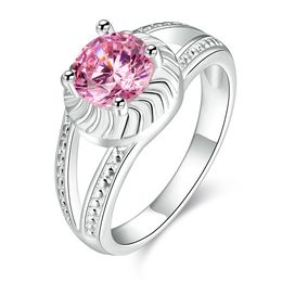 new Plated sterling silver Delicate pink zircon ladies ring DHSR730 US size 8; Hot sale women's 925 silver plate Solitaire Rings Jewellery