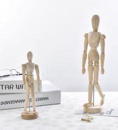 Nordic creative wood people around optional flexible joint mannequin wood figure sculpture model