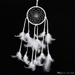 White Dream Catcher Hanging Art Feather Ornaments for Bedroom Girls Kids Room Wall Art Wedding Decorations 122115