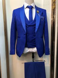 Hot Selling Groomsmen Shawl Lapel Groom Tuxedos One Button Men Suits Wedding/Prom/Dinner Best Man Blazer ( Jacket+Pants+Tie+Vest ) K176