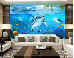 Custom Retail Three-Dimensional Underwater World 3D Background Wall Decoration Mural