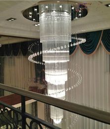 spiral design modern large crystal chandelier hotel light AC110V 220V lustre cristal LED staircase chandelier lighting MYY