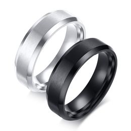 6mm Matte Stainless Steel Ring for Men Black Color Wedding Band Finger Jewelry