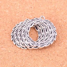 25pcs Charms olive branch laurel wreath Antique Silver Plated Pendants Making DIY Handmade Tibetan Silver Jewellery 34mm