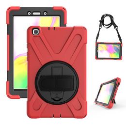 Universal Tablet PC Case For Samsung Galaxy Tab A 8.0 T290 T295 Full-Body Cover Shockproof Rotating Hand Strap Shoulder Kickstand Casual Protective Shell