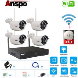 4CH Wifi Wireless Security Camera System With 1TB Hard Drive HDD Installed 960P Night Vision CCTV Home Surveillance IR-Cut Waterproof