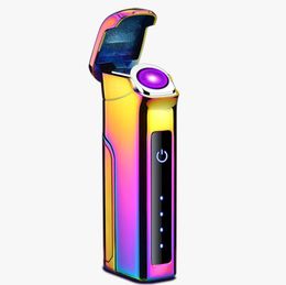 Luxury Colourful USB Charging Rotate ARC Lighter Portable Innovative Replaceable Battery Touch Sensing For Cigarette Tobacco Smoking