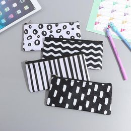 Stripe Pencil Bag Pocket School Cosmetic Make Up Pencil Pen Organiser Bag Case Pouch Office School Supplies LX1148