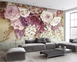 3d Wall Paper for Bedroom Romantic Modern fresh oil painting flower TV background wall painting Atmospheric Interior Decoration Wallpaper