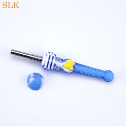 Hot Selling Portable Honeybee Silicone Hand Pipe Tobacco Smoking Pipe Colour Smoking Pipes with Titanium nails silicone smoke Philtre oil rig 710