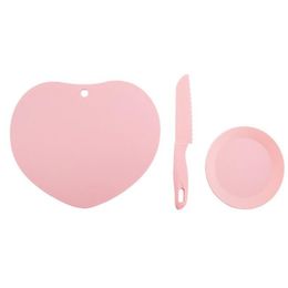 Plastic Heart Chopping Block Cutting Board With Plastic Paring Knife Snack Dish Plate Kitchen Tools ZC1897