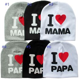 Spring Autumn Baby Knitted Warm Cotton Beanie Hat For Toddler Baby Kids Girl Boy I LOVE PAPA MAMA Print Baby Hats