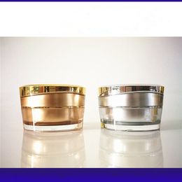 15g Acrylic Silver/Gold Round crystal Cream Jars Empty cosmetic Cream bottle container Cosmetic eye cream Jar F3000