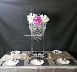 New style Custom Acrylic Clear Cylinder Display Plinths White Wedding Crystal Acrylic crystal aisle decor Stand senyu0446