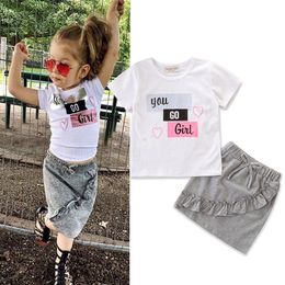 Baby Girl Skirt Suit Infant Girl Letters Love T Shirt Tops Toddler Girls Kids Leisure Outfits Clothing Dress Elastic Ruffle Bow Tie Skirt - 2019 3 style boys girls roblox stardust ethical t shirts 2019 new children cartoon game cotton short sleeve t shirt baby kids clothing c23 from