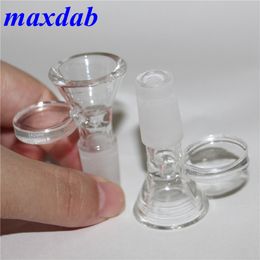 14mm Thick Glass hookah Bong Slides Bowl With Handle Funnel Male Hourglass Smoking Accessories Water Pipe Bongs Bowls silicone hand pipes