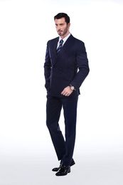 Popular Double-Breasted Groomsmen Peak Lapel Groom Tuxedos Men Suits Wedding/Prom Best Man Blazer ( Jacket+Pantst+Tie) 745