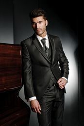 Fashion Black Groom Tuxedos Notch Lapel Groomsmen Mens Wedding Dress Popular Man Jacket Blazer 3 Piece Suit(Jacket+Pants+Vest+Tie) 967