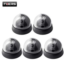 Fuers 5pcs Home Security Fake Camera Indoor Outdoor Surveillance CCTV Security Dummy Dome Camera Red LED Flash Simulated Camera