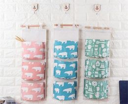 Hanging Organizers 3 Grid Wall Door Hanging Organizer Container flamingo Organizer Storage Bag Sundries Organizer Pouch DC741