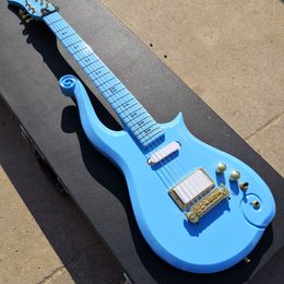 guitar truss UK - Diamond Series Prince Cloud Sky Blue Electric Guitar Alder Body, Maple Neck, Love Symbol Inlay, Gold Truss Rod Cover, Wrap Arround Tailpiece
