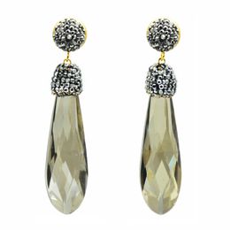 Fashion- Earrings For Women Handmade Vintage Transparent Gem Stone Setting Water Drop Earring Fashion Wedding Part Jewellery EH0105