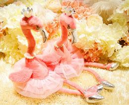 Electric Plush Flamingo Toys Crown Pearl Necklace Dancing Shoes Designer Plush 3D PP Cotton Stuffed Music Flashing Battery Baby Girls Gift