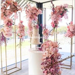 New style 150cm tall )Chinese supplier painted gold colour metal wedding decoration aisle flower stands for wedding hall stage senyu0483