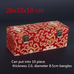 High End Rectangle 10 Slots Box for Bangle Bracelet Storage Box Wooden Packaging Chinese Silk Brocade Jewellery Collection Box 1pcs