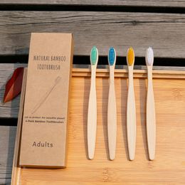 Natural Bamboo toothbrush 4 pack travel set with case OEM available eco friendly home and hotel