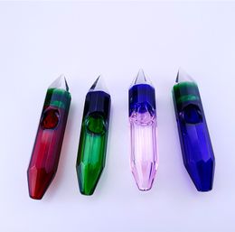 2020 New Style 5.5 inches Colourful Diamond stone glass pipes Mini Tobacco Pipes Spoon Glass Oil Burner Pipes Glass Tube Smoking Accessories